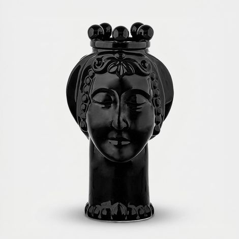 Vaso decorativo in ceramica volto Frangipani - Nero (1/4)