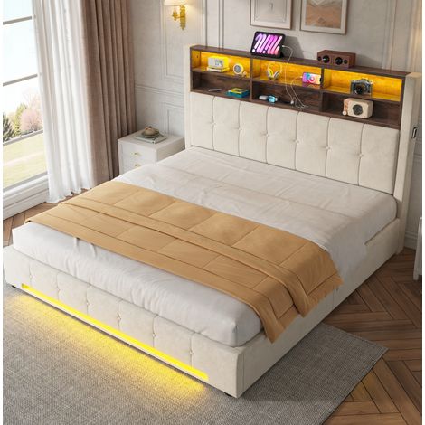 Cama matrimonio con almacenaje y LED 180x200 OKMYHOME (1/5)