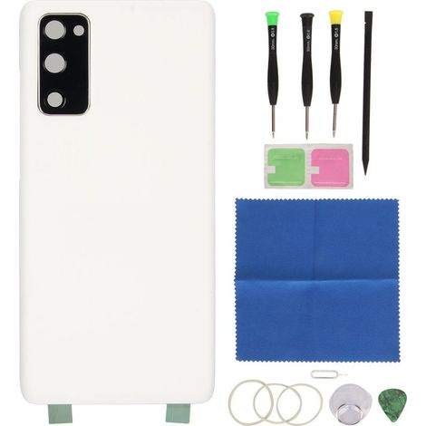 Ersatz-Glasrückseite mit vorinstalliertem Kamerarahmen und Klebe-Reparaturset für Samsung Galaxy S20 FE 5G G781 Weiß (1/5)