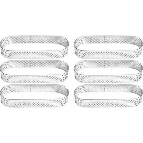 Lot de 6 Anneaux Cercle à Tarte Acier Inoxydable,Cercle a Tarte,Cercles à Tartelette,Cercle Perforé Patisserie,Résistants à la chaleur et Perforé pour Quiches,Gâteaux,Mousse (15 × 6.5 × 2CM) (1/5)