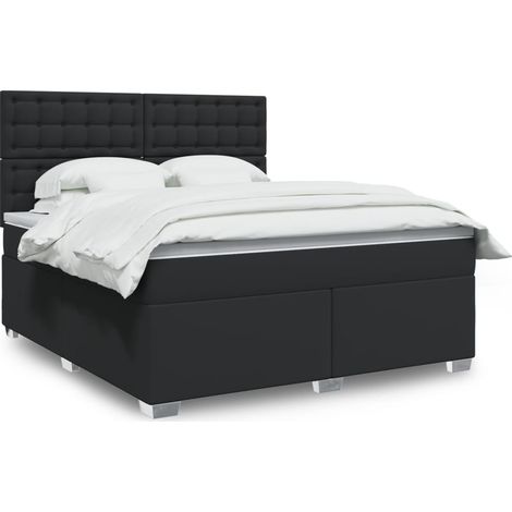 Boxspringbett mit Matratze Schwarz 180x200 cm Kunstleder