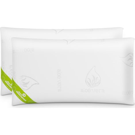 Nalui Almohadas Copos Viscoelástica Blanco Aloe Vera Pack 2 (70x38 cm), Firmeza Media