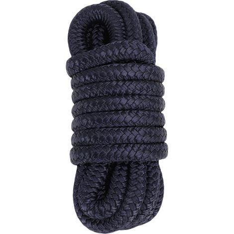 Ortviai Corde d'amarrage marine en nylon tressé double, 9,5 mm x 4,5 m, œillets de 30 cm, bleu marine (1/5)