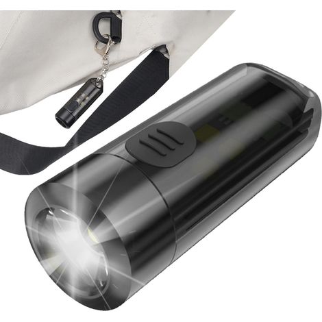 Lampe torche multifonctionnelle, lampe torche rechargeable par USB, lampe de poche légère, lampe porte-clés, lampe d'extérieur, lampe torche de camping, lampe torche de randonnée (1/5)