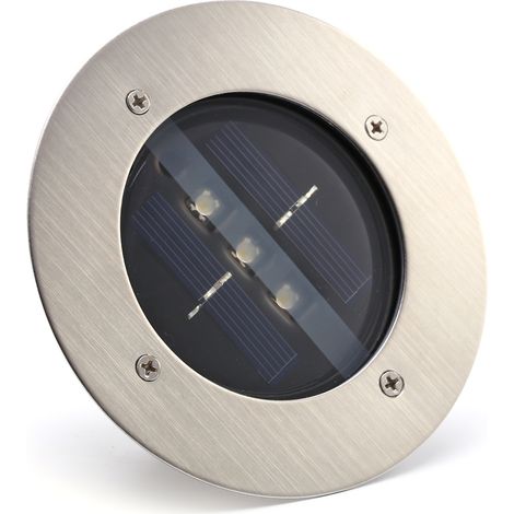 Lampadaire solaire LED encastrable pour jardin, allée, terrasse et chemin, luminaire enterré étanche, éclairage extérieur sans fil, pack de 2. (1/5)