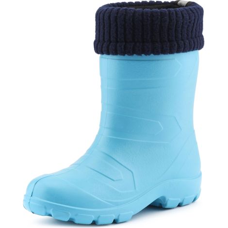 Ladeheid Bottes de Pluie Thermiques en EVA Enfant Fille Garçon LA845KIDS (Turquoise306c/Marine, 26 EU)