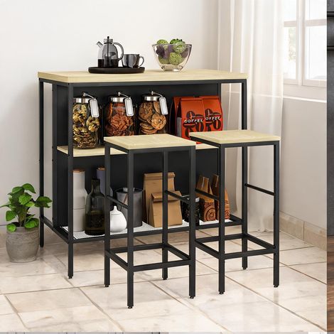 Ensemble table de bar et tabourets en MDF 100 x 60 x 95 cm (1/5)
