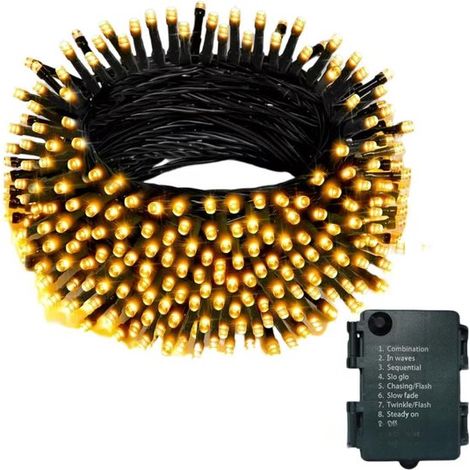 Batteriebetriebene Beleuchtung 100 LEDs 10 m lange LED-Lichterkette für den Innen und Außenbereich mit Timer 8 Einstellungen Ideal für und den weiß (1/5)