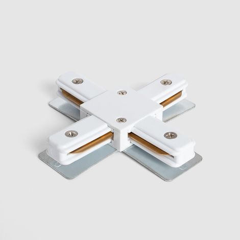 Conector Tipo X para Carril Monofásico Aluminio Blanco (1/4)