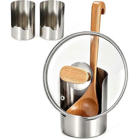 Lot de 2 organisateurs porte‑couvercles casseroles inox, rangement vertical comptoir cuisine (1/5)