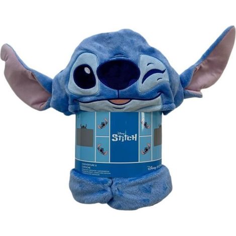 Coperta plaid con cappuccio 3D - WORLD TRADE E TECNOLOGIE - Stitch - 120 x 150 cm - Ultra soft - Design per bambini (1/3)