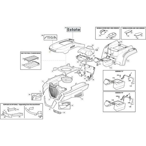 MOTORHAUBE SDST GELB.C/HOLExGRILLE(STIGA)PP ORIGINAL STIGA - 325077035/0