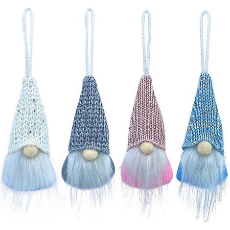 Lot de 4 gnomes de Noël adorables, pendentifs gnomes, décorations pour sapin de Noël et fêtes.-15X7.4X7.4cm