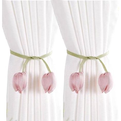 Eleganti fermatende floreali - Confezione da 2 adorabili fermatende a forma di tulipano, perfetti per la casa e l'ufficio, l'accessorio e la decorazione ideale per le tende. (1/5)