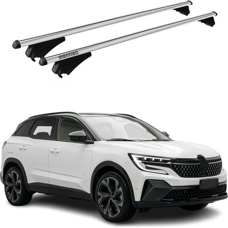 Menabo Dachträger Grundtäger kompatibel mit Renault Austral 2022-2026 Aluminium 75kg Silber 2tlg Geschlossene Reling für Fahrradträger, Dachboxen, Skiträger Abschließbar (1/5)