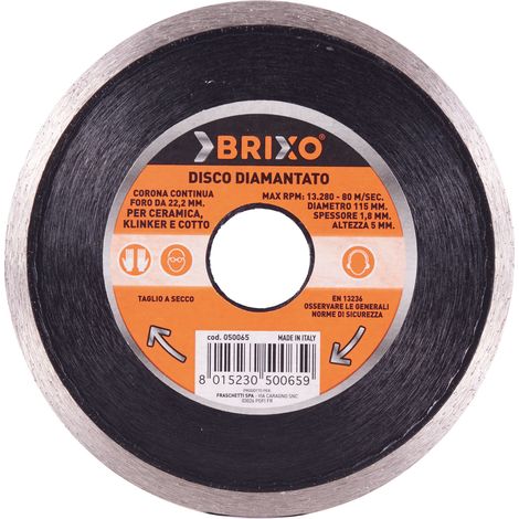Disco diamantato Brixo Ø115 mm – Corona continua 1,8 mm – Taglio preciso per ceramica e klinker (1/2)