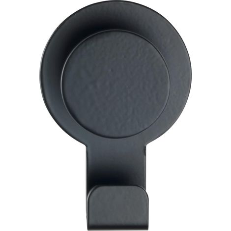 Crochet mural  Noir mat acier inox - Crochet adhésif sans percer de trous, porte-serviettes, Acier inoxydable, 5 x 7.5 x 2.5 cm, Noir (1/5)