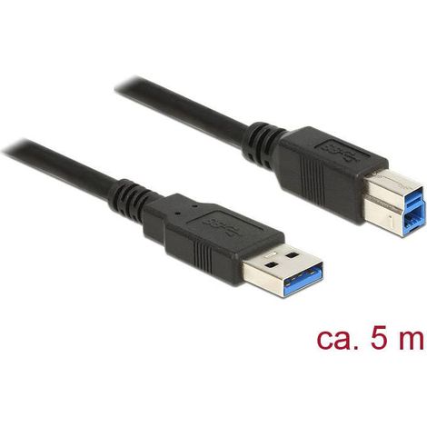 Delock Câble USB USB 3.2 Gen1 (USB 3.0) USB-A mâle, USB-B mâle 5.00 m noir contacts dorés 85070 C697411 (1/2)