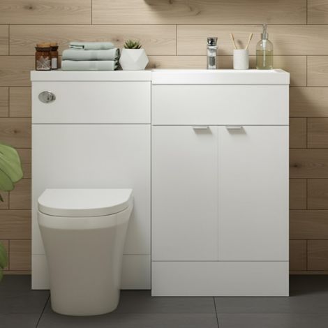 Hudson Reed Fusion RH Combination Unit with 600mm WC Unit - 1200mm Wide - Gloss White (1/5)