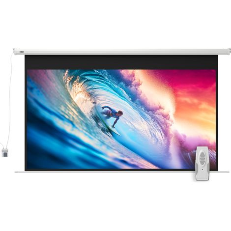 HOMCOM Schermo per Proiettore 100" 16:9 Motorizzato con Telecomando Bianco (1/5)