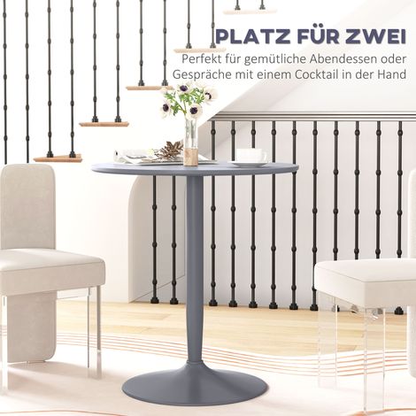 Esstisch für zwei Personen, runde Tischplatte, Stahlgestell, grau, 70 x 70 x 75 cm. (1/5)