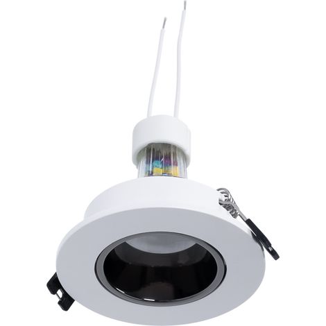 KIT Aro Empotrable Ø90mm (blanco/gris) + Bombilla GU10 5,4W + - Blanco Cálido