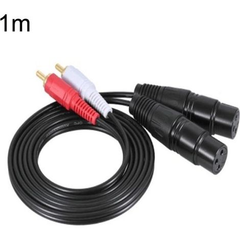 Câble audio 2RCA vers 2XLR - - 1 m - Double lotus vers double femelle - Connecteurs plaqués or 24K (1/5)