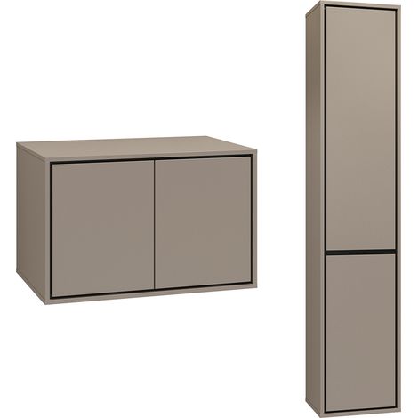 Doppelwaschtisch und Hängesäule 78cm Sophéa, Taupe