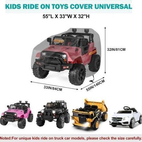 Grande housse de voiture en tissu Polyester robuste pour enfants, housse universelle pour véhicule électrique, imperméable, anti-UV, avec bande imperméable, 3 bandes réfléchissantes, boucles (1/5)
