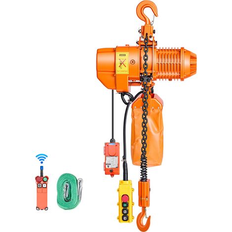 Palan Électrique à Chaîne 1000 kg Palan Électrique Hauteur Levage 6 m pour Usine, Entrepôt, Garage, Triphasé, Double Vitesse, avec Télécommande sans Fil 100 m Filaire 4,5 m, Chaîne Double G80 (1/5)