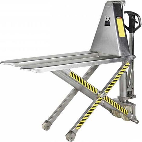 Transpallet manuale in acciaio inox 316 ad alto sollevamento 800 mm  - Fourches 1150x540mm - Anti-corrosion - Industrie agroalimentaire et restauration - 1830043002