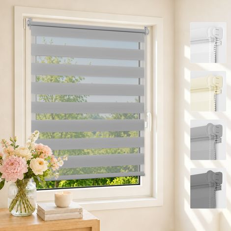 aubor Doppelrollo Klemmfix ohne Bohren Grau 40x100cm (1/5)