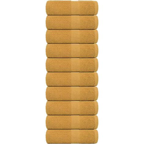 vidaXL Toallas de mano FROGN 10 uds oro 30x30 cm 360 g/m² (1/5)