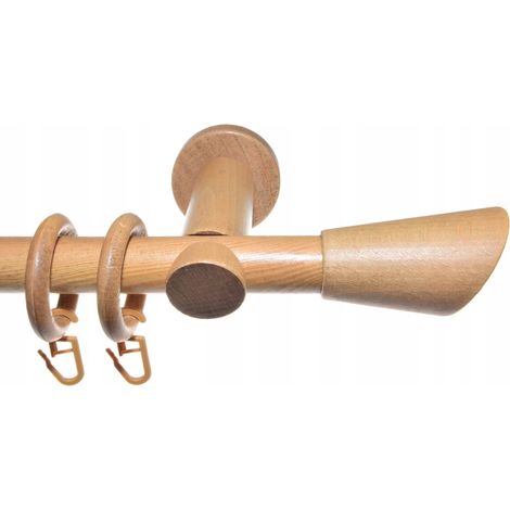 Asta per tende singola in legno color faggio Aste per tende in legno diametro 120 cm 20 (1/5)