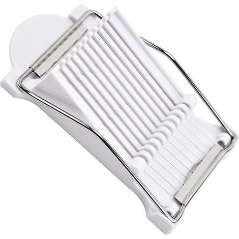 Slicer, multi-purpose deli slicer, stainless steel wire egg slicer, cuts 10 slices for fruit, onions, soft foods and ham (white) (1/5)