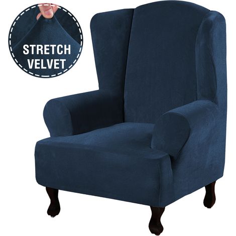 1 Housse de fauteuil à oreilles, tissu jacquard spandex extensible, protection complète, lavable en machine, salon (1/5)