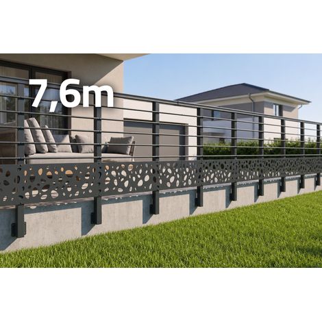 Barandilla de aluminio gris antracita, 760 cm, para montaje en pared con accesorios - Patrón de guijarros KORAB SUNNY (1/5)