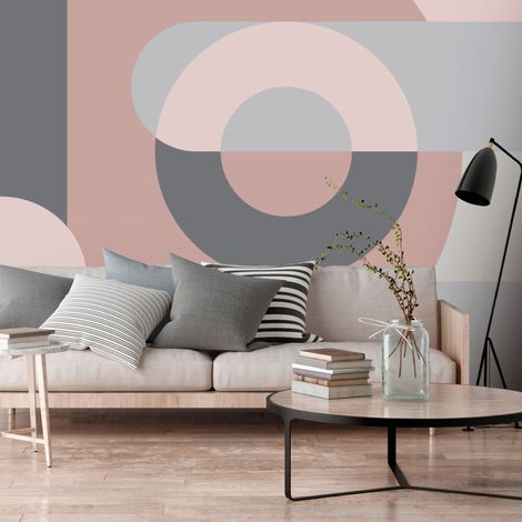 Fotomurale adesivo - Geometric Wreath (Pink) - 343x245 (1/4)