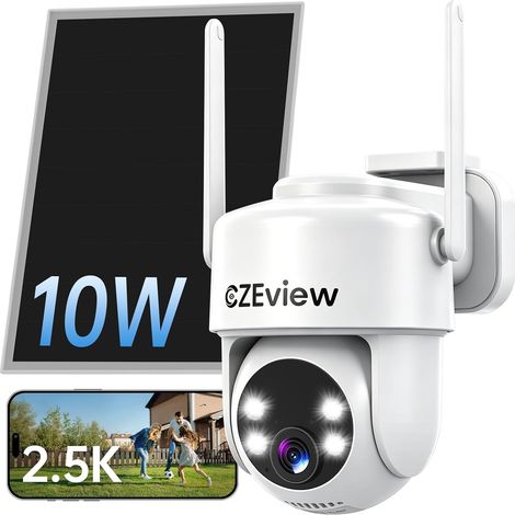 2e Gen. 10W Caméra Surveillance WiFi Extérieure Solaire sans Fil Enregistrement vidéo continu, Suivi de mouvement, détection 30m, vision nocturne, étanche, Détection par IA (1/5)