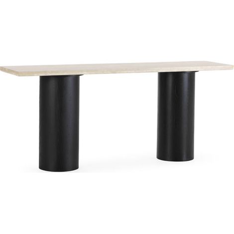 Console en travertin et chêne noir - noir et crème (1/5)