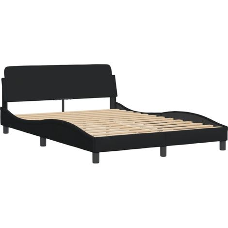 Vidaxl – Cadre de lit 120x200 cm tissu noir – Tête de lit moderne – Lattes en contreplaqué pour soutien optimal – Pieds robustes pour stabilité (1/5)
