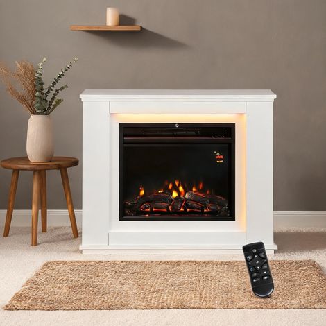 Cheminée électrique bianco en mDF Vetro 98 x 25 x 80 cm (1/5)