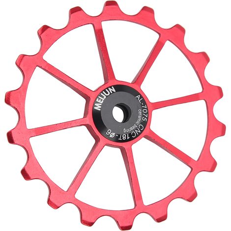 18T Führungsrolle für Fahrrad-Schaltwerk hinten, passend für Rennrad und Mountainbike, rot (1/5)