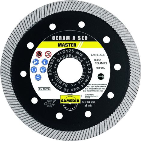 Disque diamant MASTER CERAM A SEC - Ø 125 mm - Ø alésage 22.2 mm - SAMEDIA