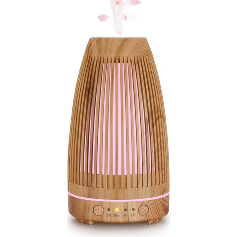 Elektrische Diffusoren für ätherische Öle, Ultraschall-Luftbefeuchter, elektrischer Aromatherapie-Diffusor, 7 Farben, LED-Leuchten für Zuhause, Yoga, Büro, Spa, Schlafzimmer – Holz (1/5)