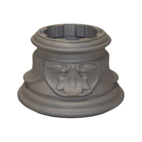 Base ou chapiteau pour tube cannelé, décoration florale - Hauteur 97mm base diamètre Ø140mm pour tube Ø80mm - Aluminium - DECO FER FORGE