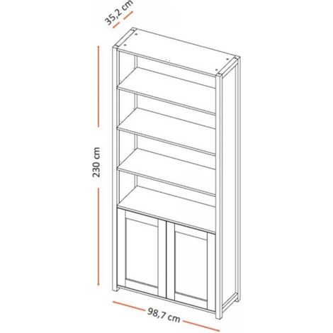 Libreria Miraflor con 2 ante e 4 vani a giorno colore bianco 98.7x35.2x230H