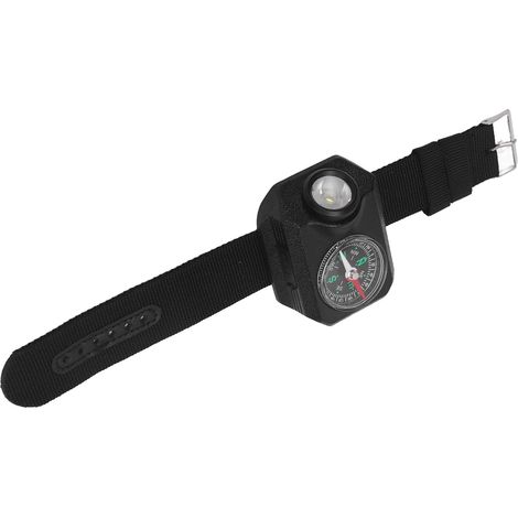 Lampe torche de poignet étanche et rechargeable avec 5 modes d'éclairage et boussole, idéale pour le camping, la randonnée et les voyages. (1/5)