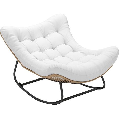 Balancelle de jardin en forme d'œuf avec coussin rembourré 98 x 111 x 74 cm couleur crème idéal pour aménager votre terrasse, balcon ou jardin, alliant confort et durabilité pour vos moments de dét... (1/5)
