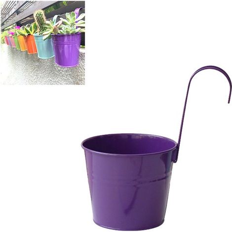 Macetas colgantes, Macetas para vallas, Macetas con ganchos, Macetas metálicas para pared, Macetas, balcones, balaustradas, etc, Azul (1/5)